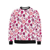 pink sketch tulip pattern Men's Crew Neck Sweatshirt