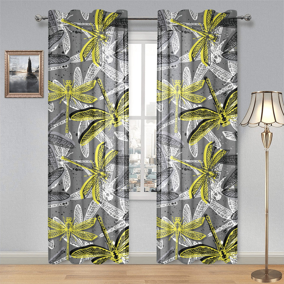 Hand drawn dragonfly pattern Gauze Curtain