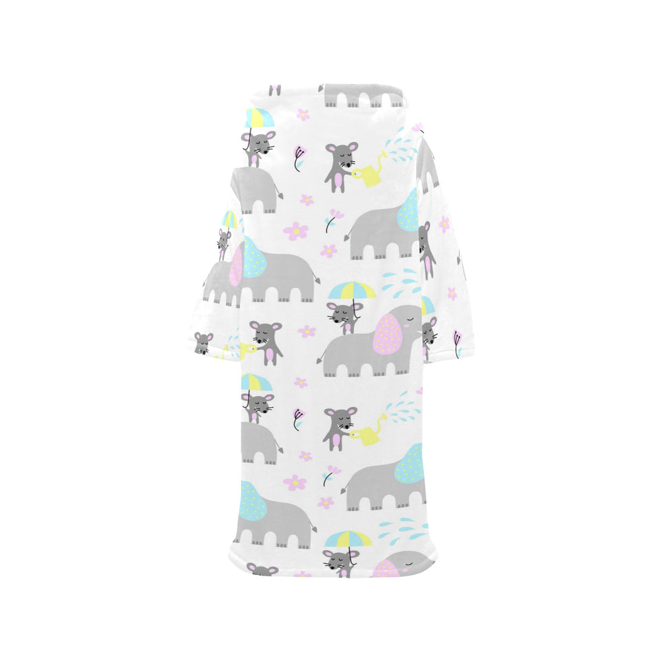 Cute elephant mouse pattern Blanket Robe with Sleeves