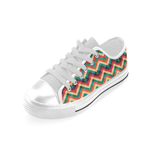 zigzag  chevron colorful pattern Men's Low Top Shoes White