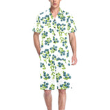 blueberry white background Men's V-Neck Short Pajama Set