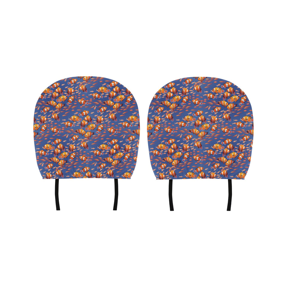 Clown Fish Pattern Print Design 04 Car Headrest Cover