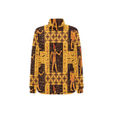 Egypt Hieroglyphics Pattern Print Design 05 Women's Long Sleeve Polo Shirt