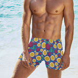 Passion fruit blue background Men's Swimming Trunks