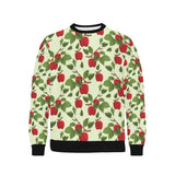Red apples leaves pattern Men's Crew Neck Sweatshirt