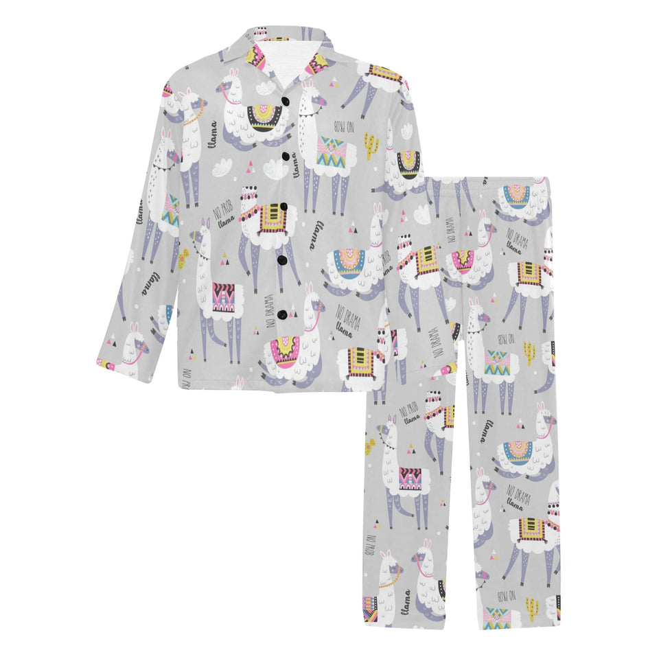 Cute Llama Alpaca pattern Men's Long Pajama Set