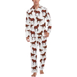 Horses running pattern background Men's Long Pajama Set