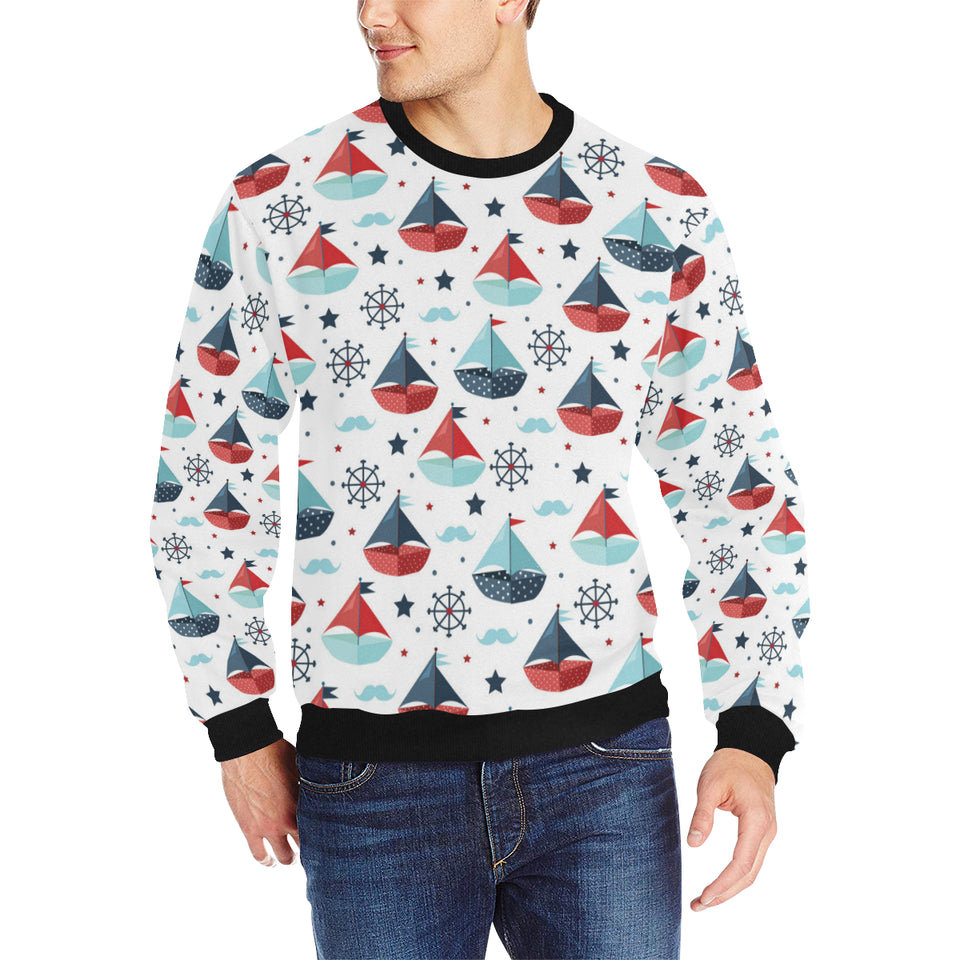 Cute color paper sailboat pattern Men's Crew Neck Sweatshirt
