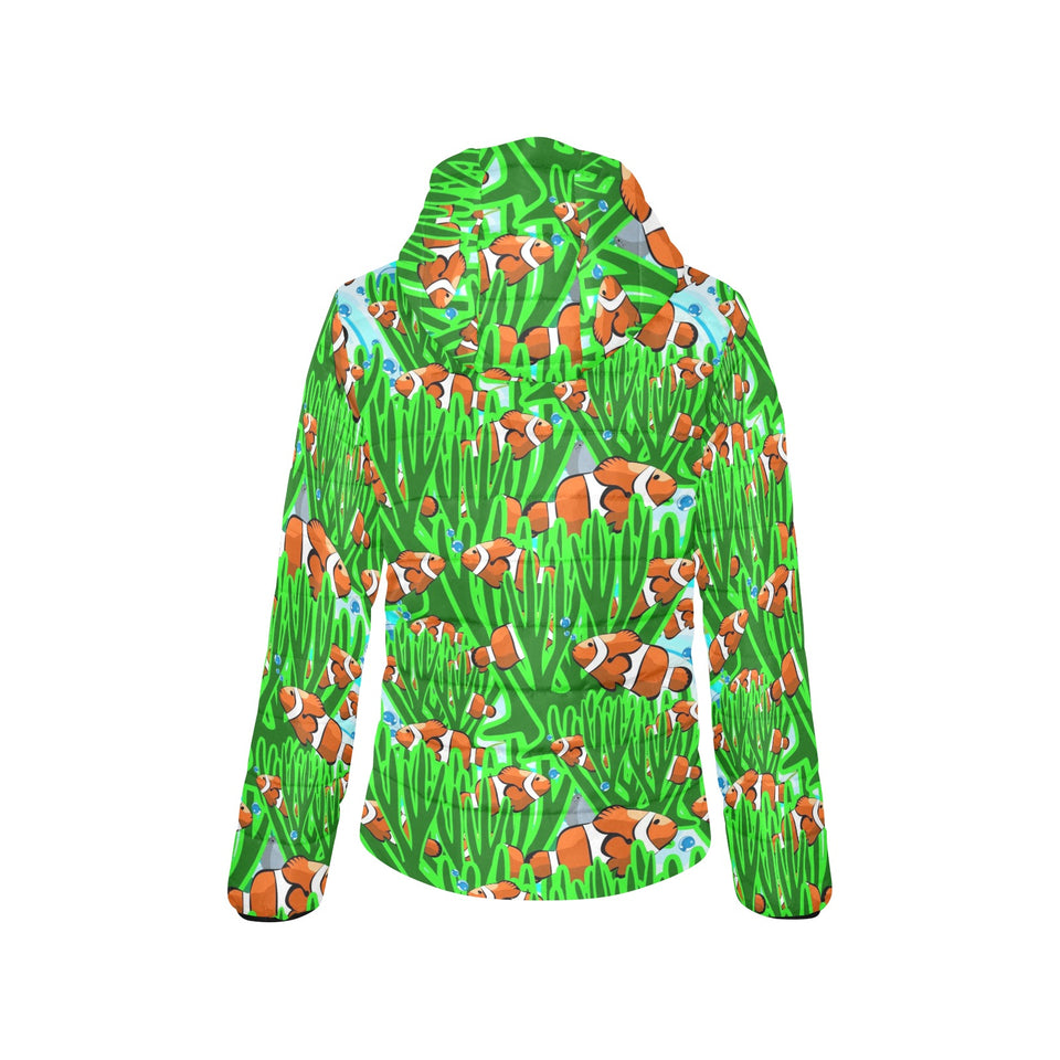Clown Fish Pattern Print Design 01 Women's Padded Hooded Jacket