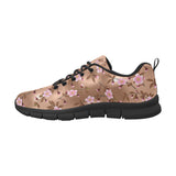 Pink sakura cherry blossom drak brown background Women's Sneaker Shoes