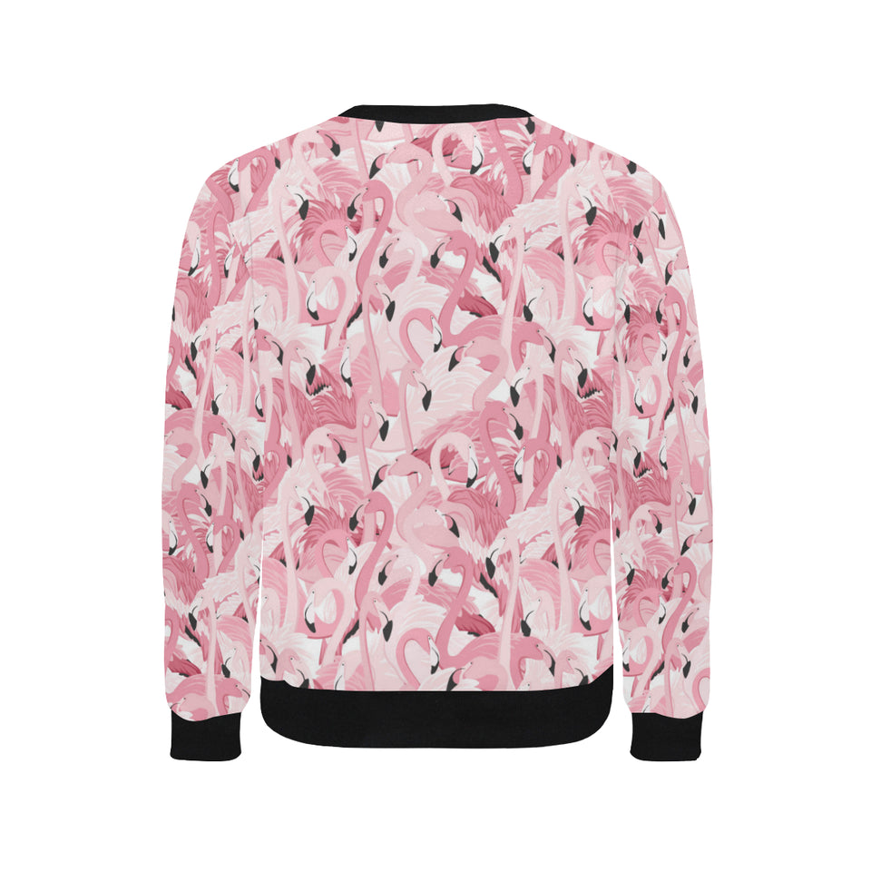 Pink flamingos pattern background Men's Crew Neck Sweatshirt