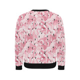 Pink flamingos pattern background Men's Crew Neck Sweatshirt
