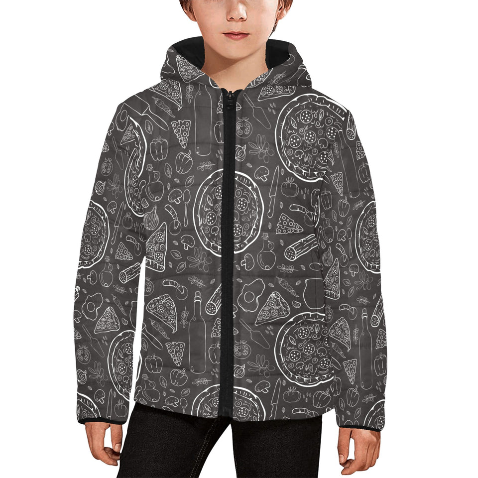 Pizza pattern Kids' Boys' Girls' Padded Hooded Jacket