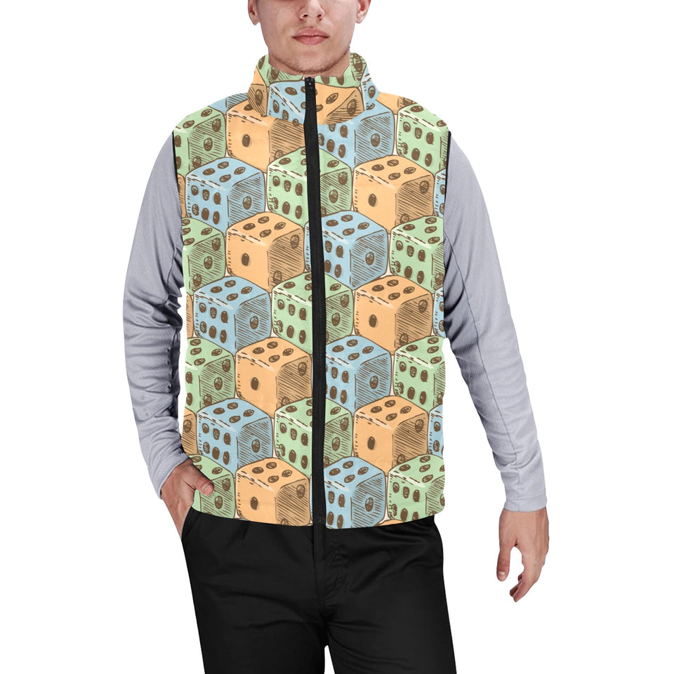 Dice Pattern Print Design 05 Men's Padded Vest