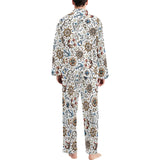 Cute nautical steering wheel anchor pattern Men's Long Pajama Set
