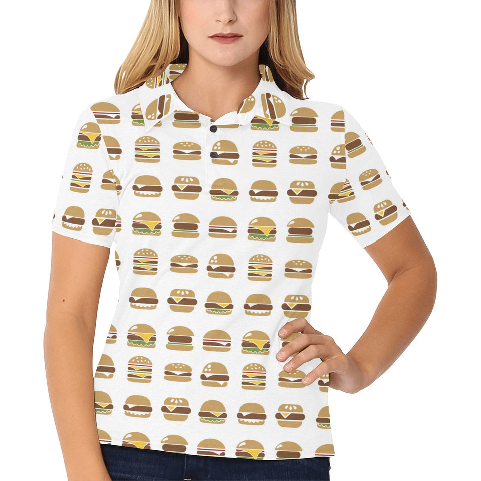 Hamburger Pattern Print Design 02 Women's All Over Print Polo Shirt