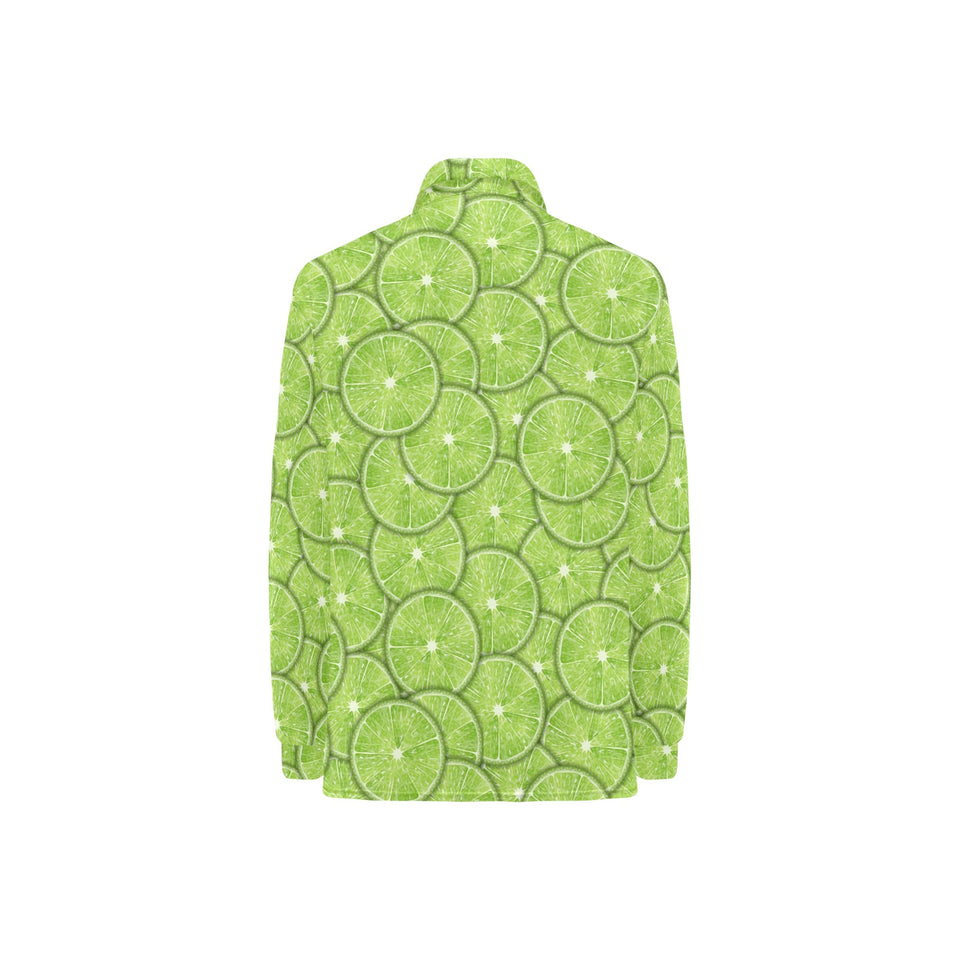 Slices of Lime pattern Women's Long Sleeve Polo Shirt