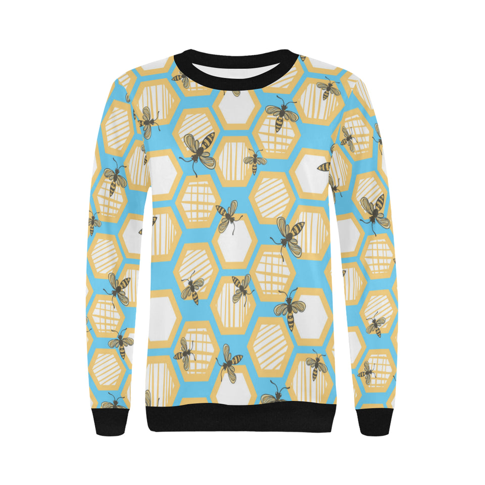 Bee honeycomb pattern Women's Crew Neck Sweatshirt