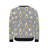 Cute hamster sunflower pattern background Men's Crew Neck Sweatshirt