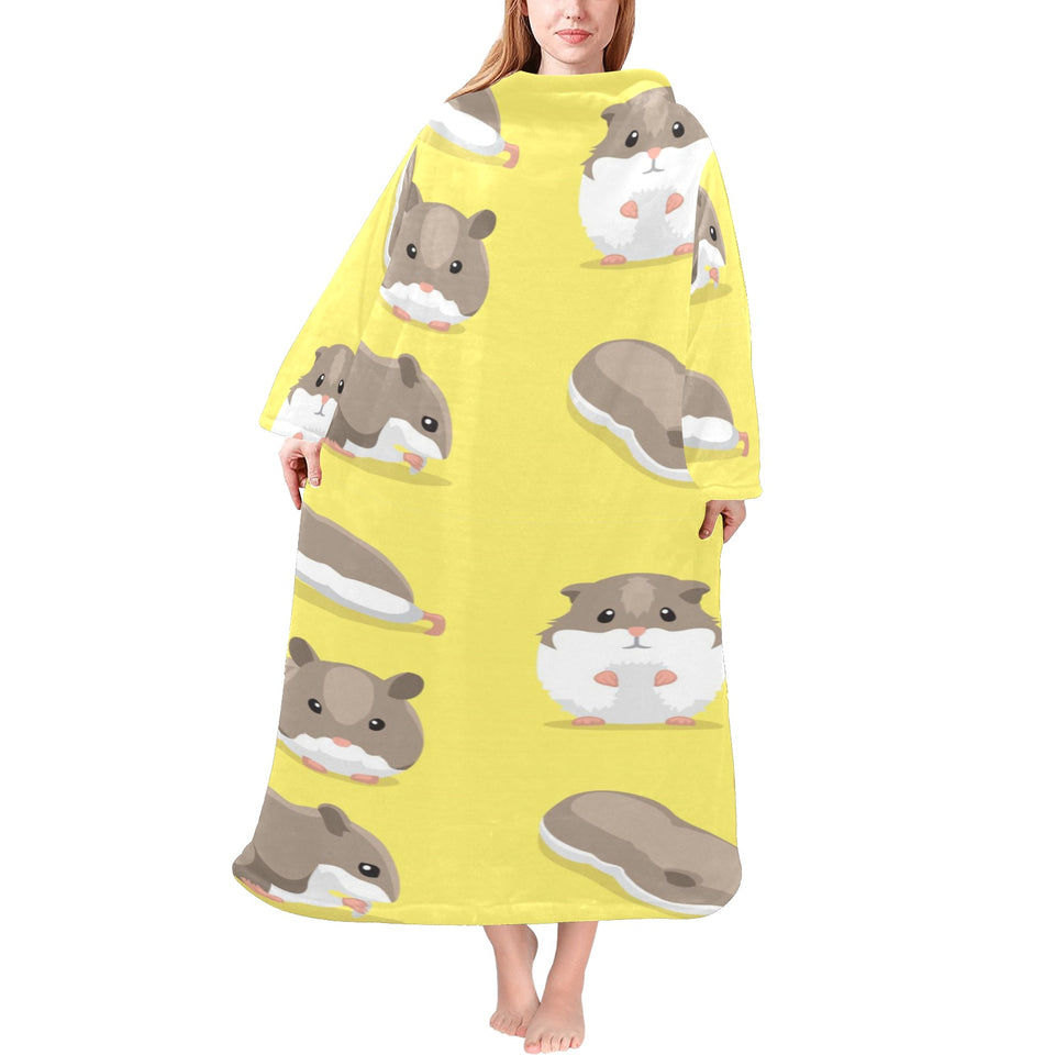 Cute Hamster pattern Blanket Robe with Sleeves