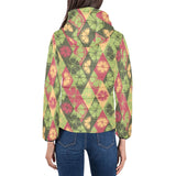 Cool Geometric lime pattern Women's Padded Hooded Jacket