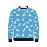 Cute sea lion seal pattern background Men's Crew Neck Sweatshirt