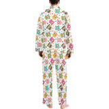 Color cute owl pattern Men's Long Pajama Set