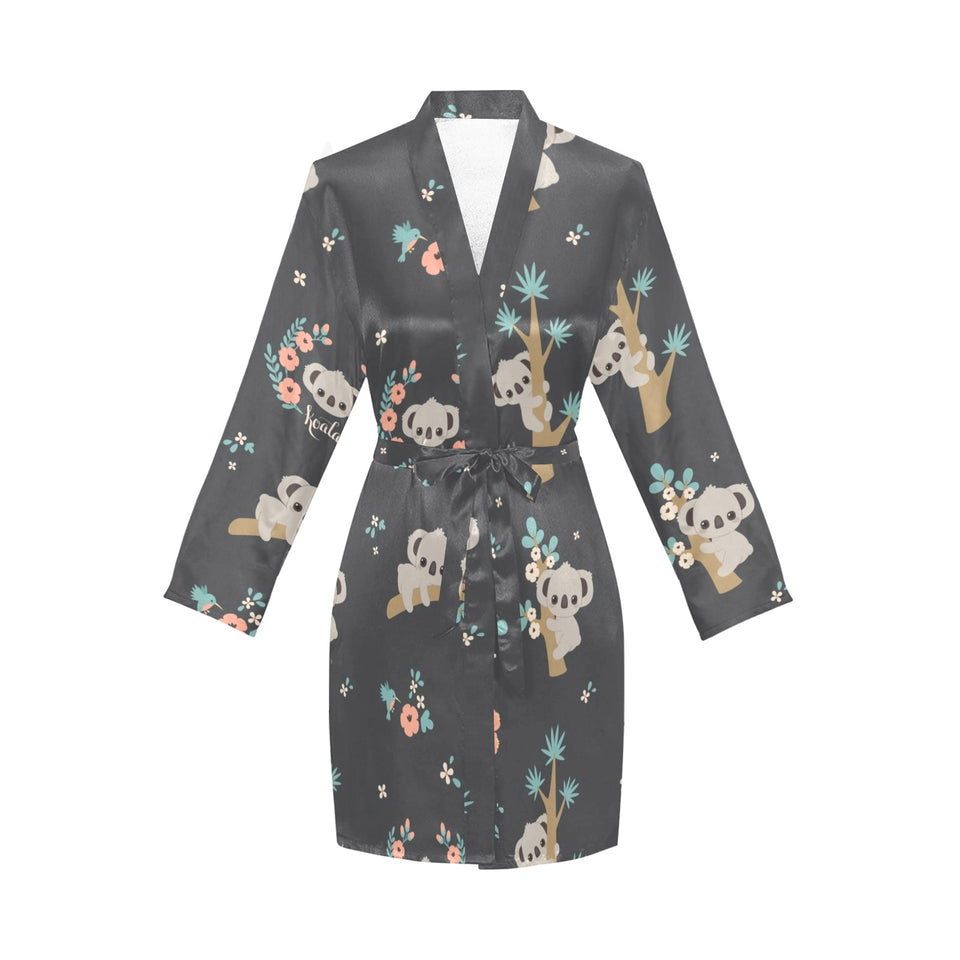 Cute koala pattern Women's Long Sleeve Belted Night Robe