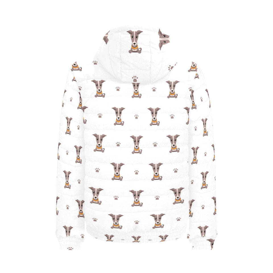 Greyhound Pattern Print Design 05 Men's Padded Hooded Jacket