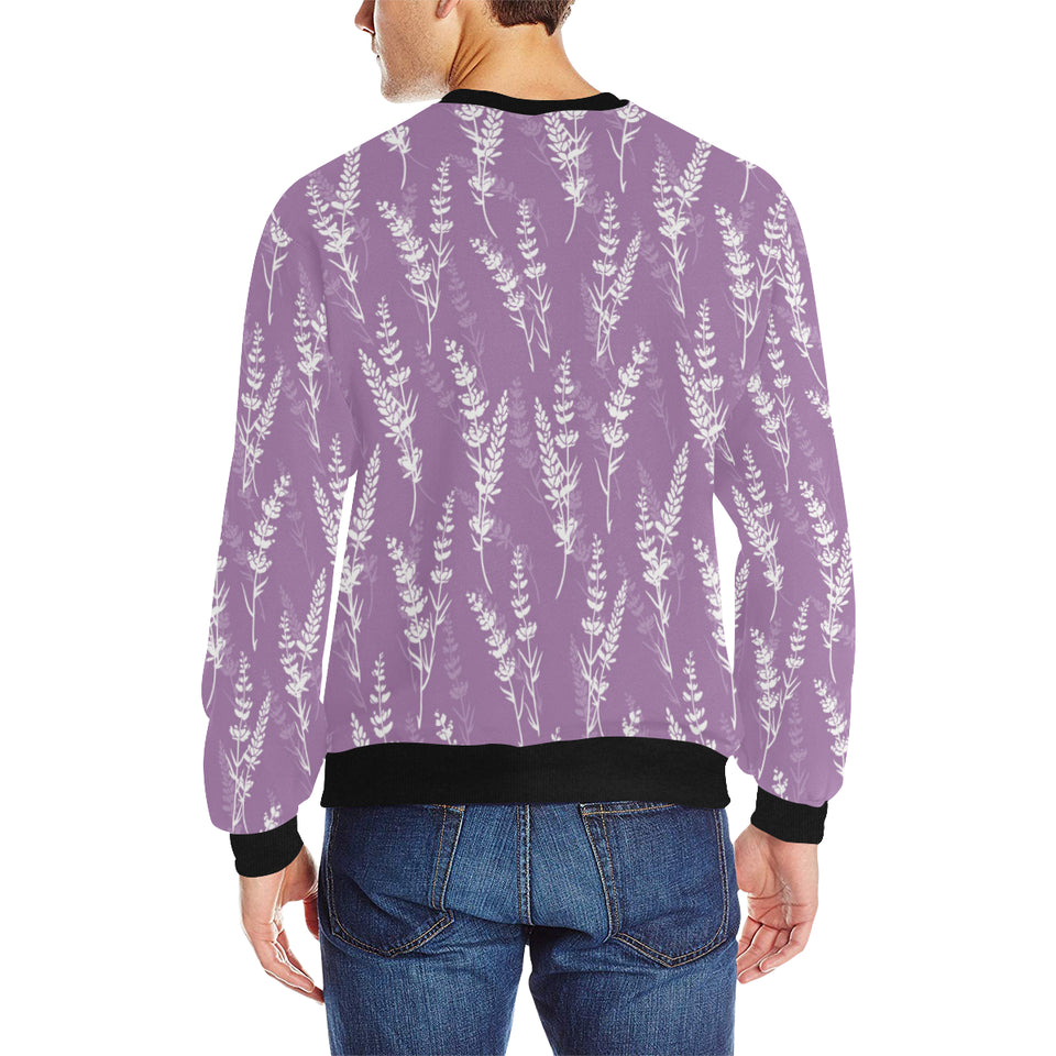 Lavender flowers purple pattern Men's Crew Neck Sweatshirt