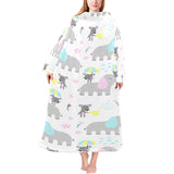Cute elephant mouse pattern Blanket Robe with Sleeves