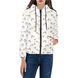 Jack Russel Pattern Print Design 04 Women's Padded Hooded Jacket