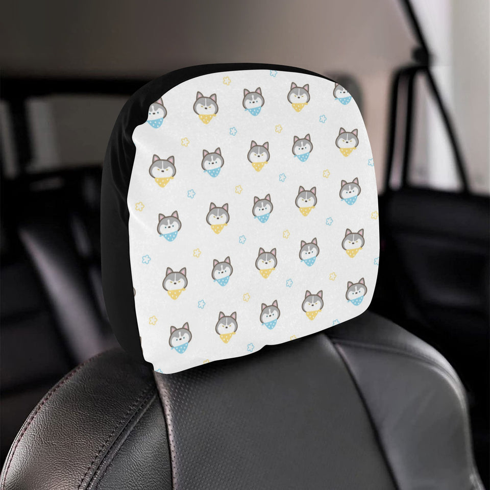 Cute Siberian Husky pattern Car Headrest Cover