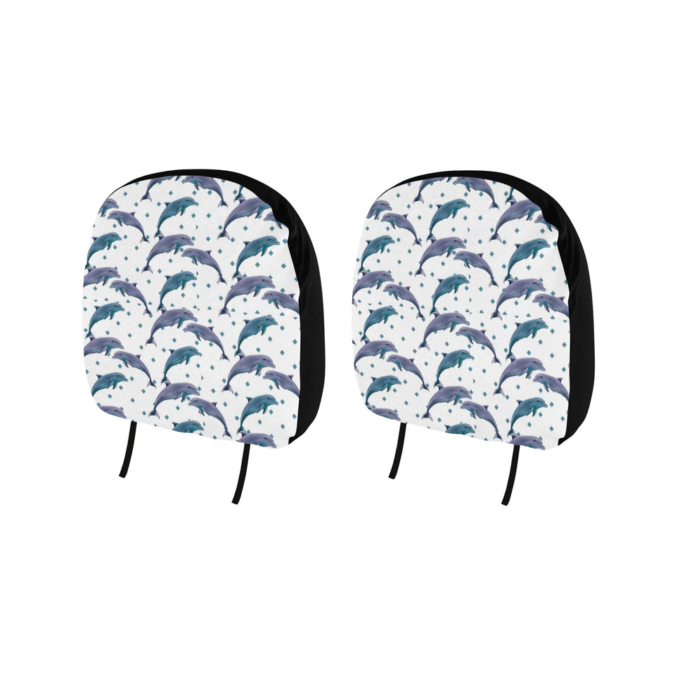 Dolphins pattern dotted background Car Headrest Cover