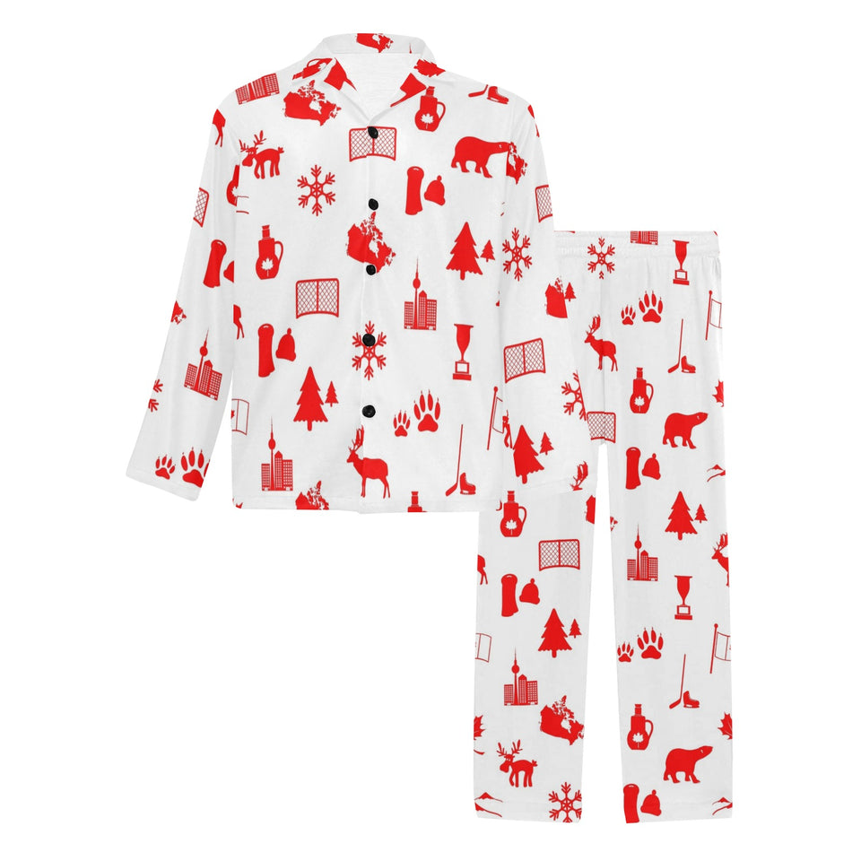 Canada Pattern Print Design 04 Men's Long Pajama Set