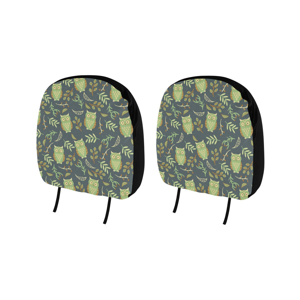 Cute owls leaves pattern Car Headrest Cover