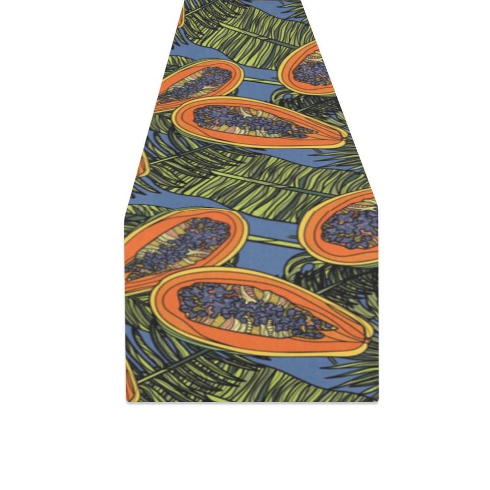 Colorful papaya tropical leaves Table Runner
