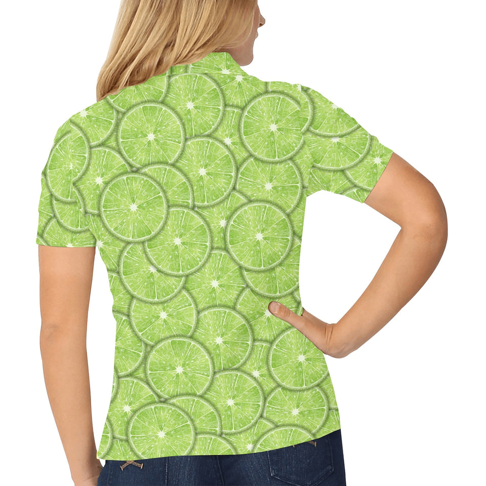 Slices of Lime pattern Women's All Over Print Polo Shirt