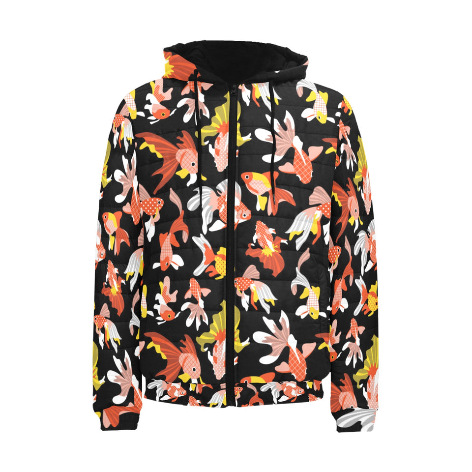 Goldfish Pattern Print Design 03 Men's Padded Hooded Jacket
