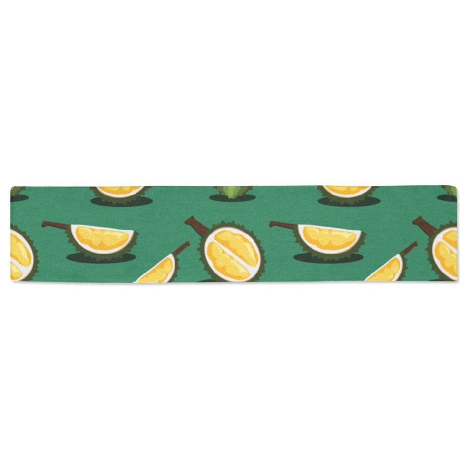 Durian pattern green background Table Runner