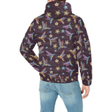 Hummingbird Pattern Print Design 04 Men's Padded Hooded Jacket