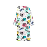 Dragonflies ginkgo leaves pattern Blanket Robe with Sleeves