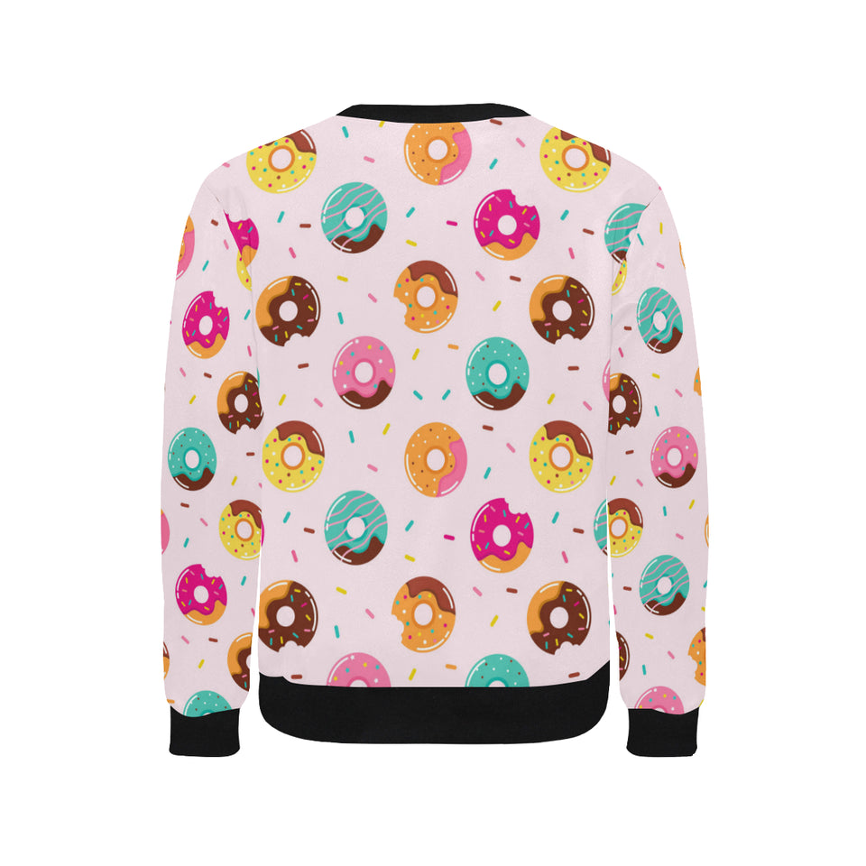 Donut pattern glaze pink background Men's Crew Neck Sweatshirt