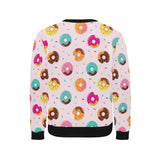Donut pattern glaze pink background Men's Crew Neck Sweatshirt