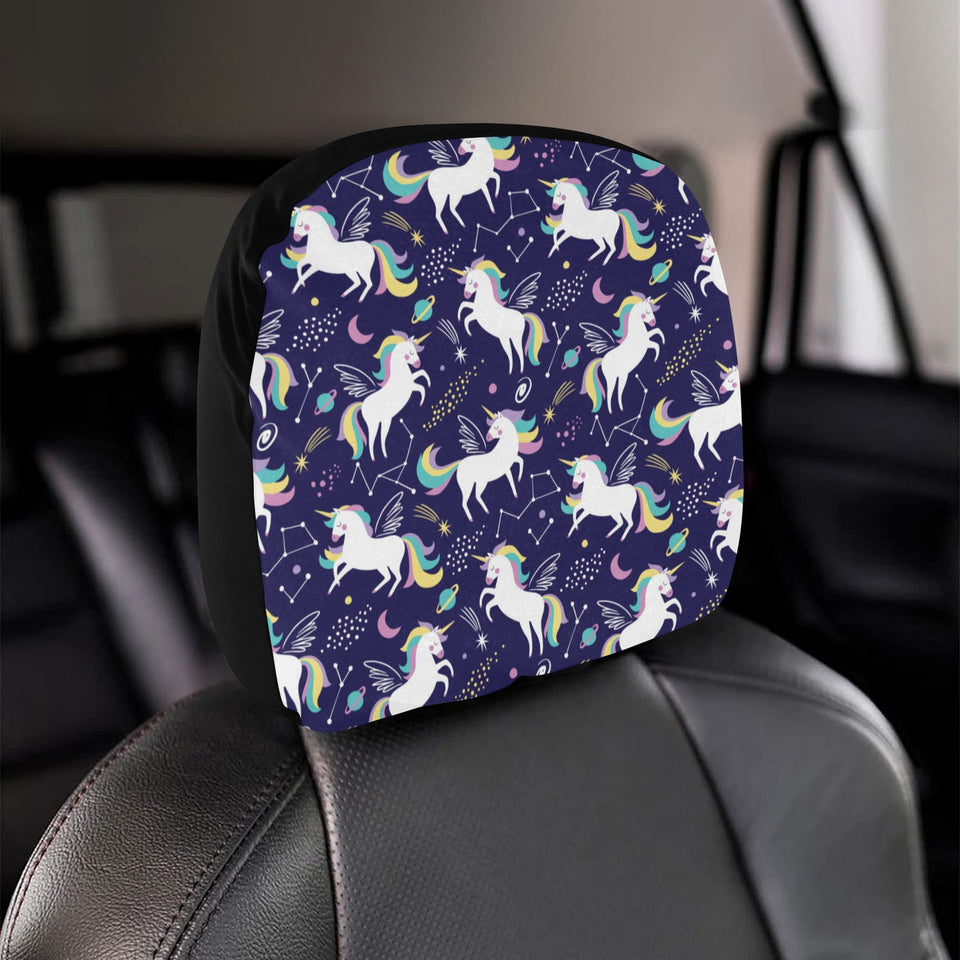 Hand drawn cute unicorn star planet Car Headrest Cover
