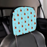 electric guitar pattern light blue background Car Headrest Cover