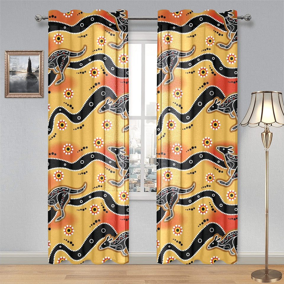 Kangaroo Australian aboriginal art pattern Gauze Curtain
