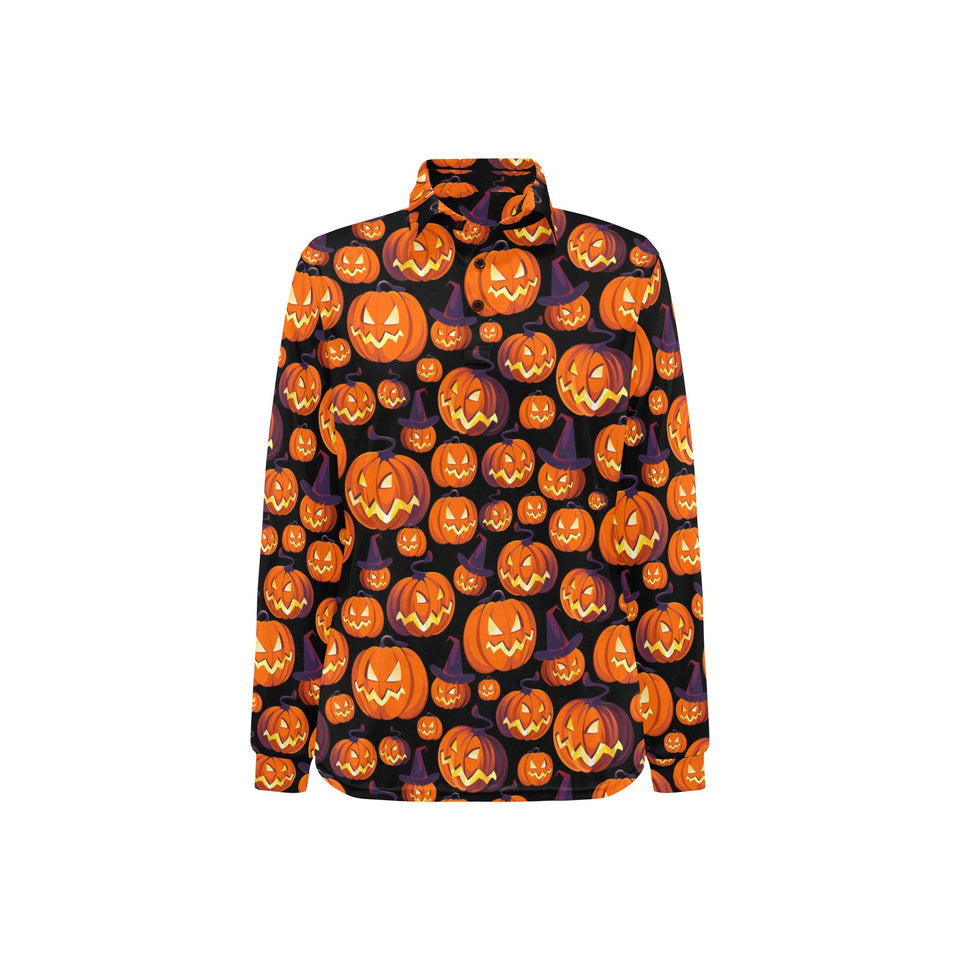 Halloween Pumpkin pattern Women's Long Sleeve Polo Shirt