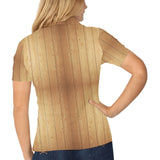 Wood Printed Pattern Print Design 05 Women's All Over Print Polo Shirt