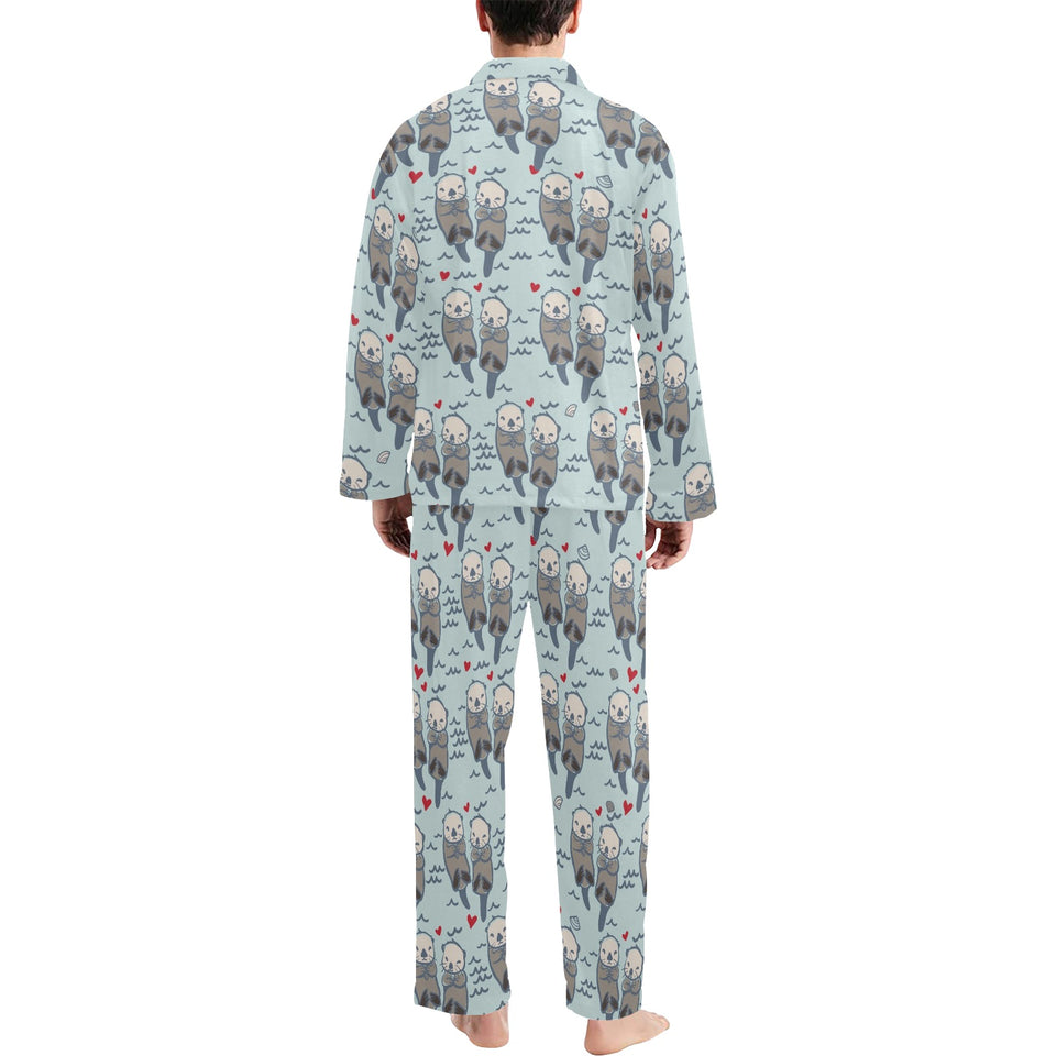 Lovely Sea Otter Pattern Men's Long Pajama Set